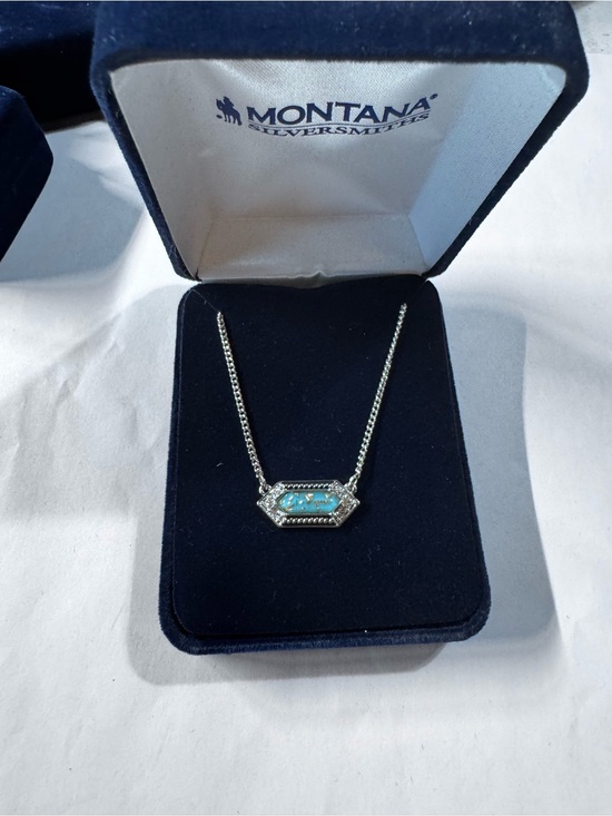 Montana Silversmiths Jewelry - Montana Silversmiths Turquoise Hexagon Pendant Necklace with Silver Accents